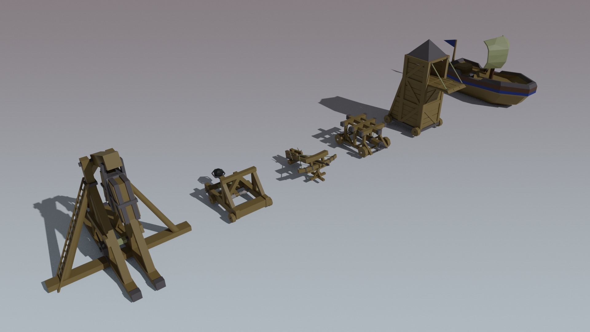 Medieval City Low-poly 3D model_19