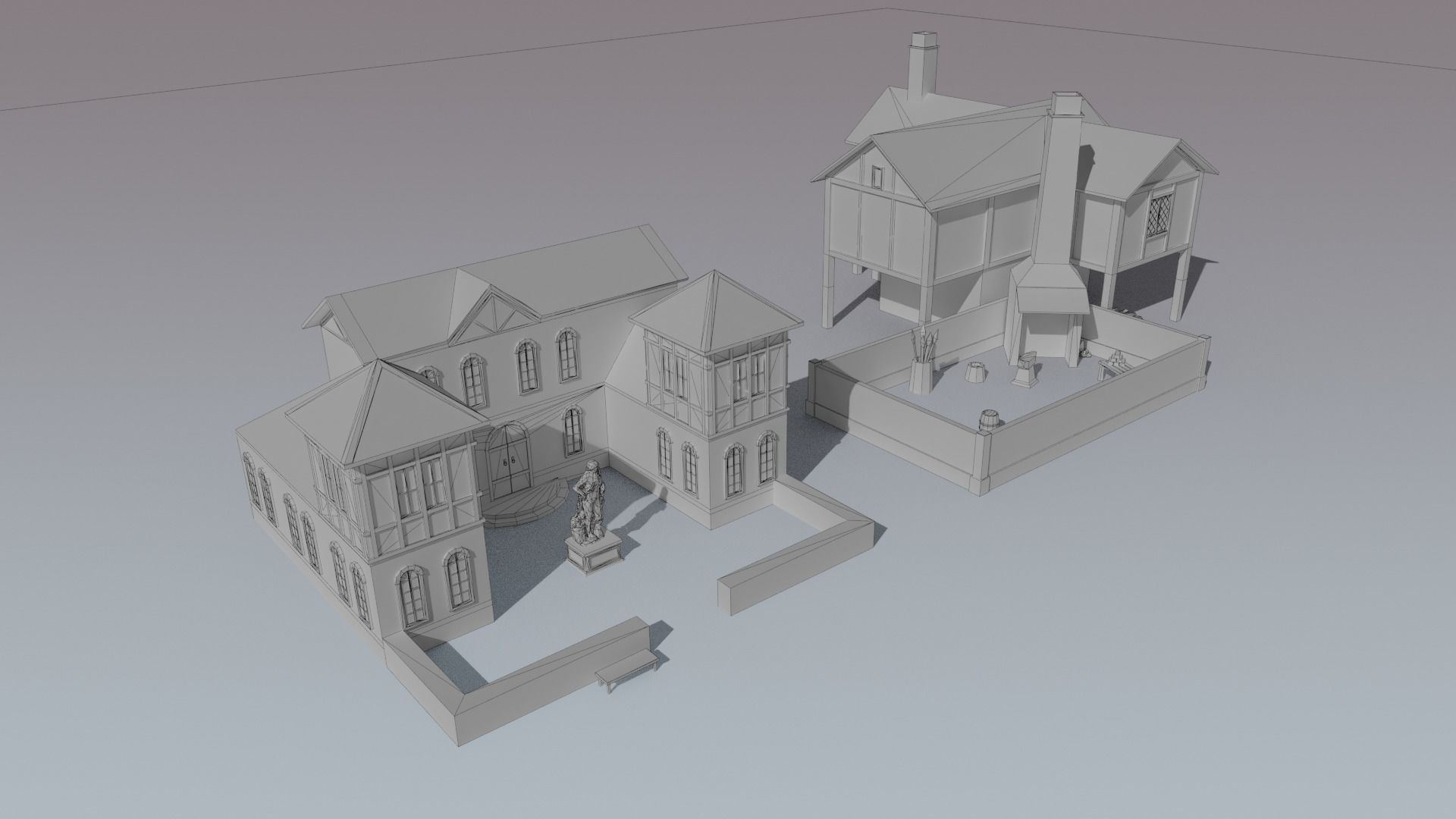 Medieval City Low-poly 3D model_14