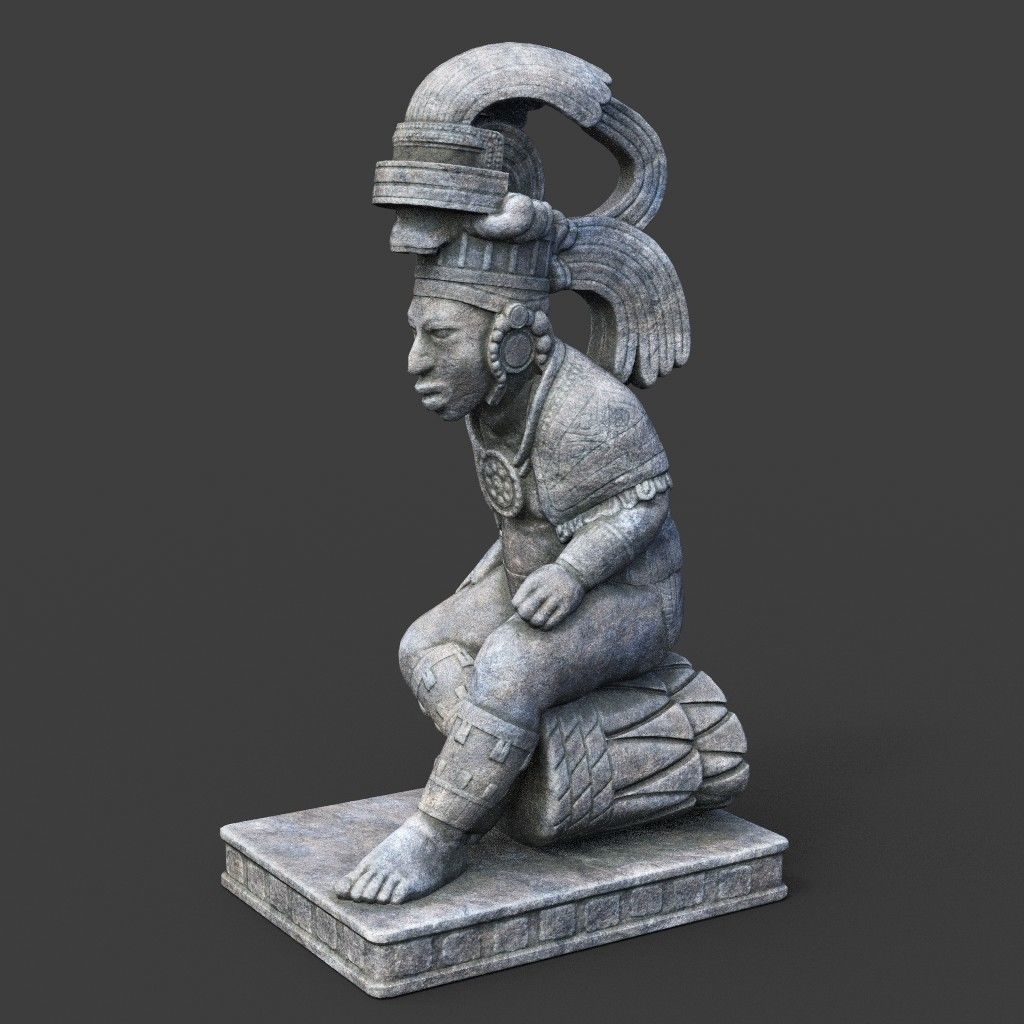 Low poly Mayan Inca Aztec Statue 220508 Low-poly 3D model_6