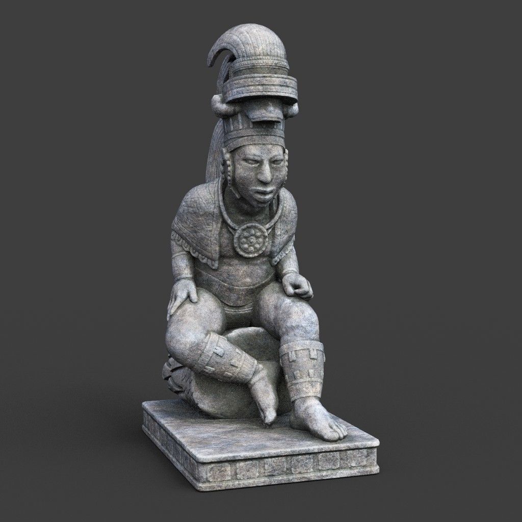 Low poly Mayan Inca Aztec Statue 220508 Low-poly 3D model_4