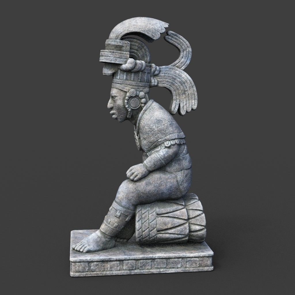 Low poly Mayan Inca Aztec Statue 220508 Low-poly 3D model_7