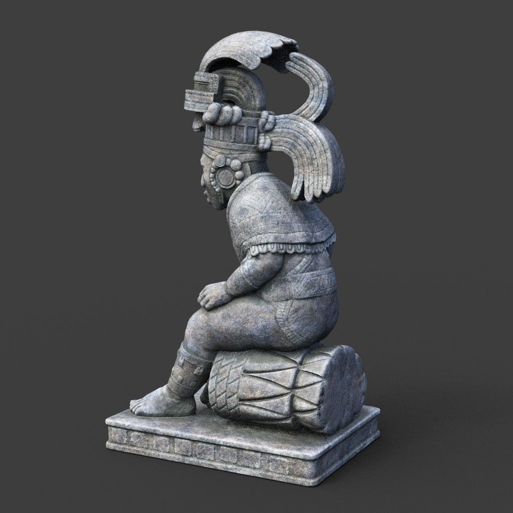 Low poly Mayan Inca Aztec Statue 220508 Low-poly 3D model_8