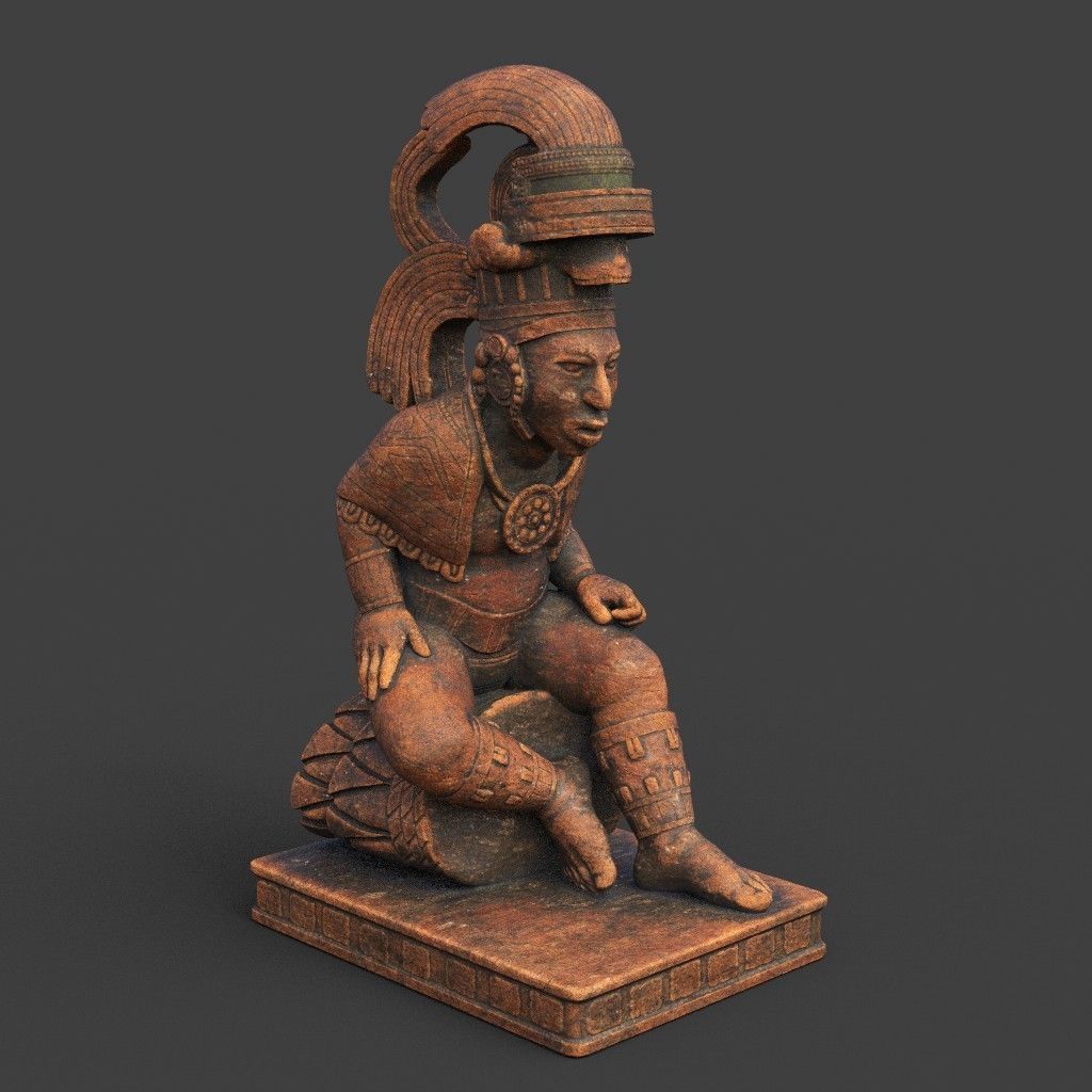 Low poly Mayan Inca Aztec Statue 220508 Low-poly 3D model_3