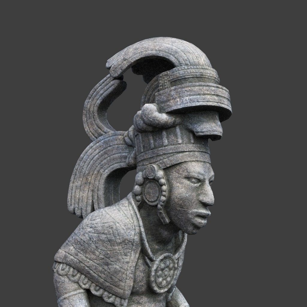 Low poly Mayan Inca Aztec Statue 220508 Low-poly 3D model_12