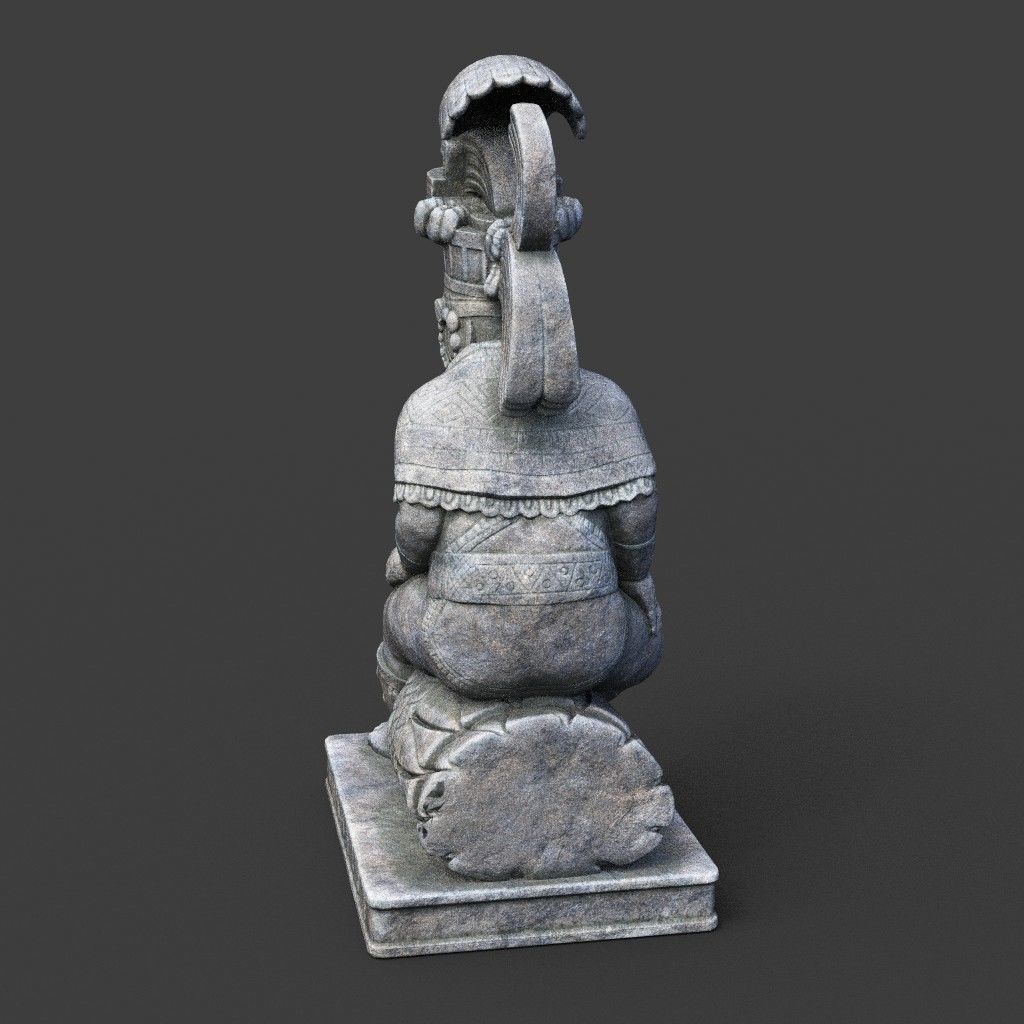 Low poly Mayan Inca Aztec Statue 220508 Low-poly 3D model_10