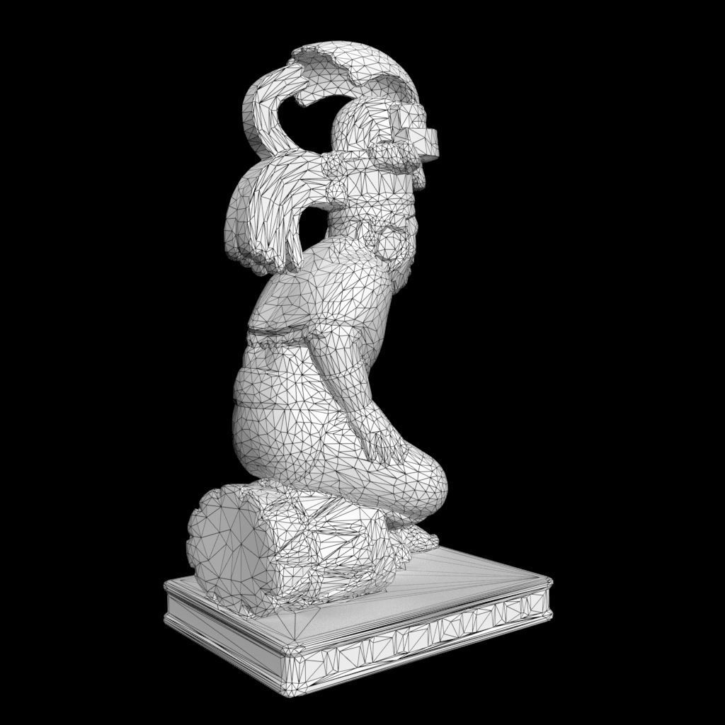 Low poly Mayan Inca Aztec Statue 220508 Low-poly 3D model_22