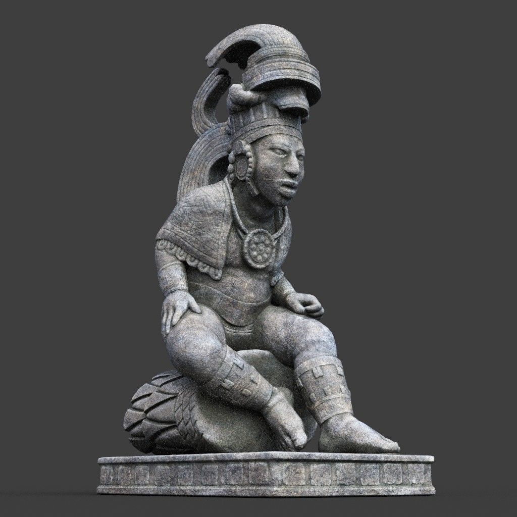 Low poly Mayan Inca Aztec Statue 220508 Low-poly 3D model_13