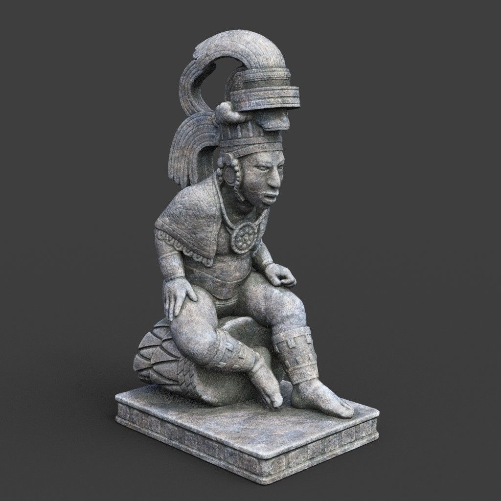 Low poly Mayan Inca Aztec Statue 220508 Low-poly 3D model_2