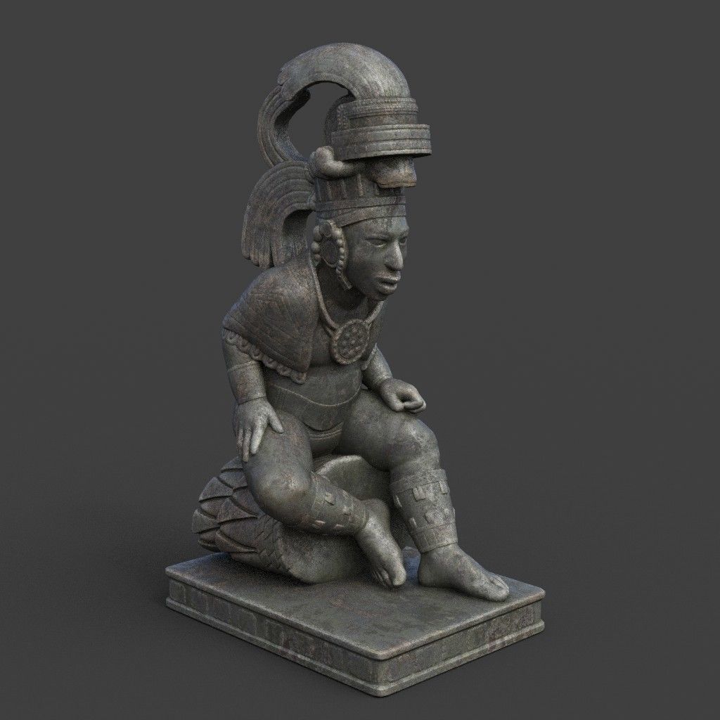 Low poly Mayan Inca Aztec Statue 220508 Low-poly 3D model_1