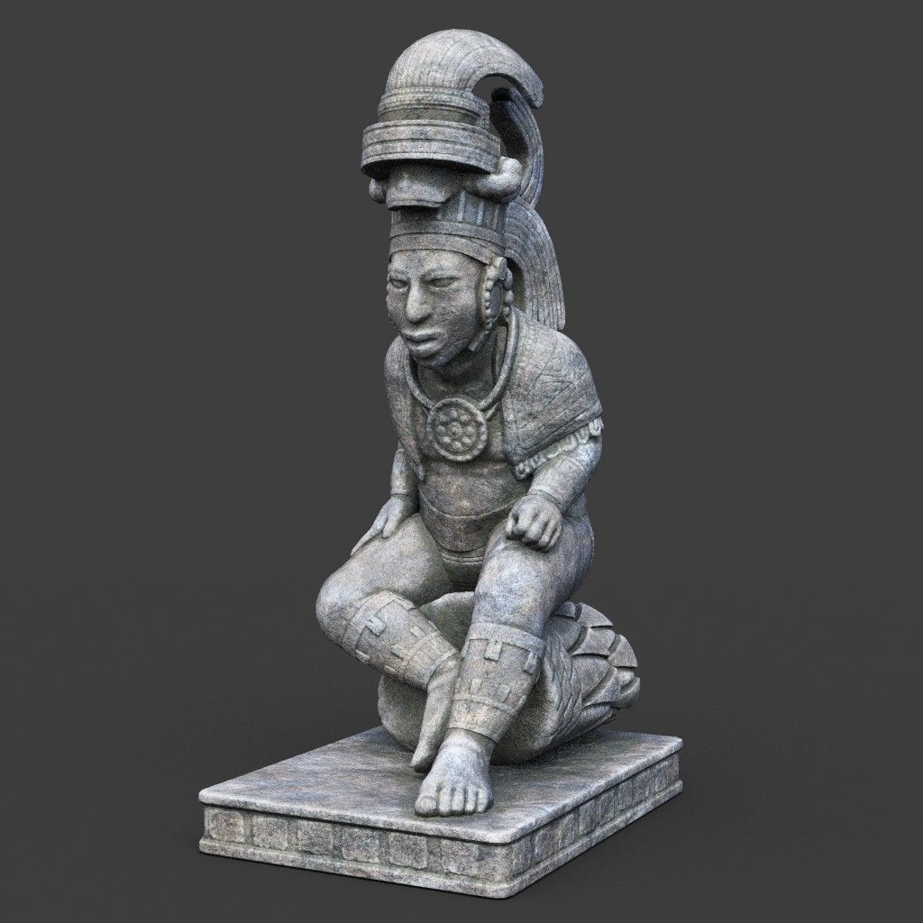 Low poly Mayan Inca Aztec Statue 220508 Low-poly 3D model_5