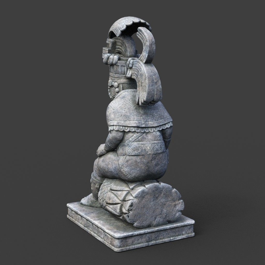 Low poly Mayan Inca Aztec Statue 220508 Low-poly 3D model_9