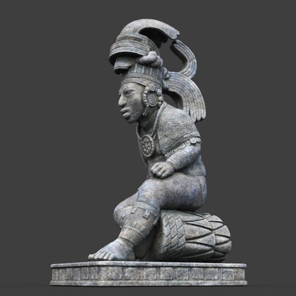 Low poly Mayan Inca Aztec Statue 220508 Low-poly 3D model_14