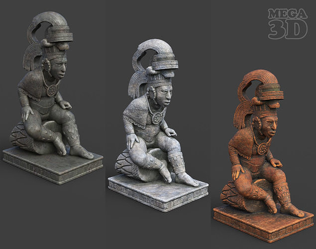 Low poly Mayan Inca Aztec Statue 220508 Low-poly 3D model