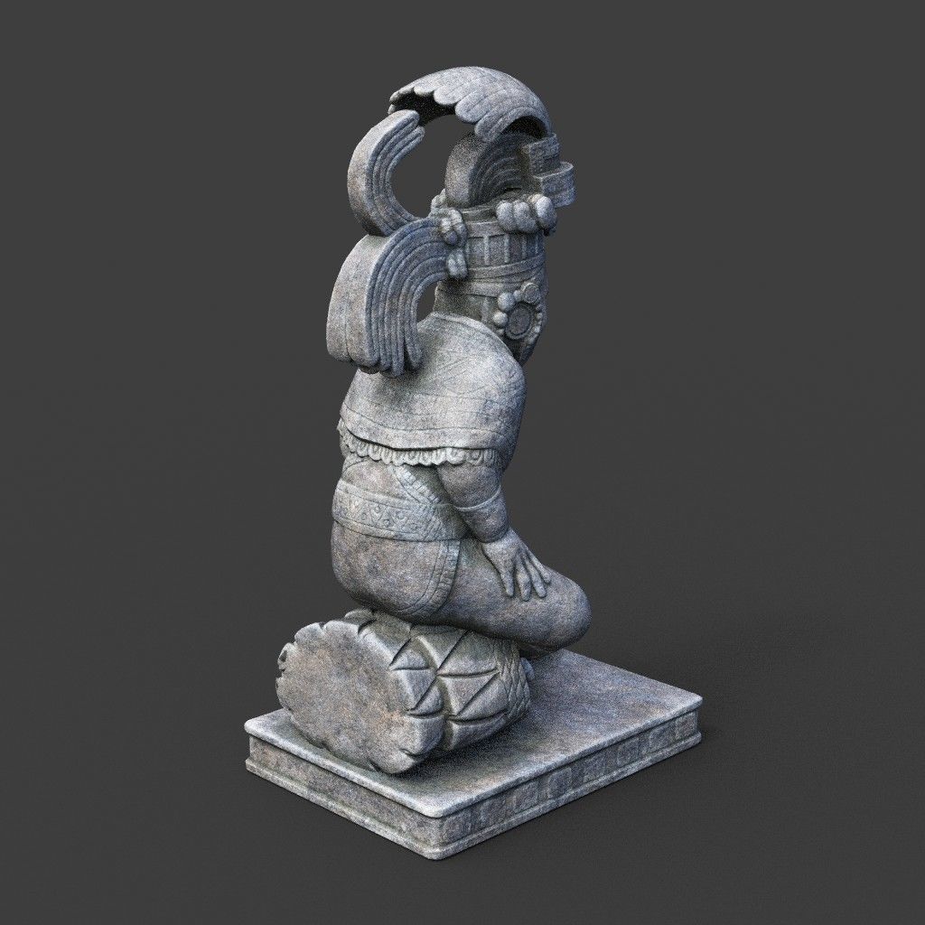 Low poly Mayan Inca Aztec Statue 220508 Low-poly 3D model_11