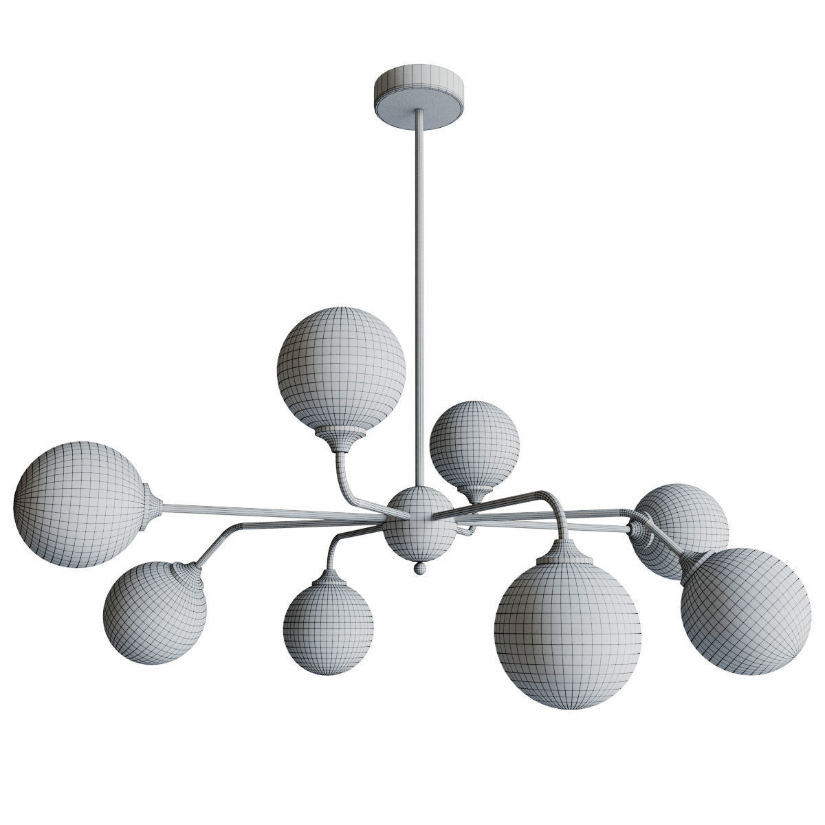 Luxury Glass Ball 8 Chandelier 3D model_4
