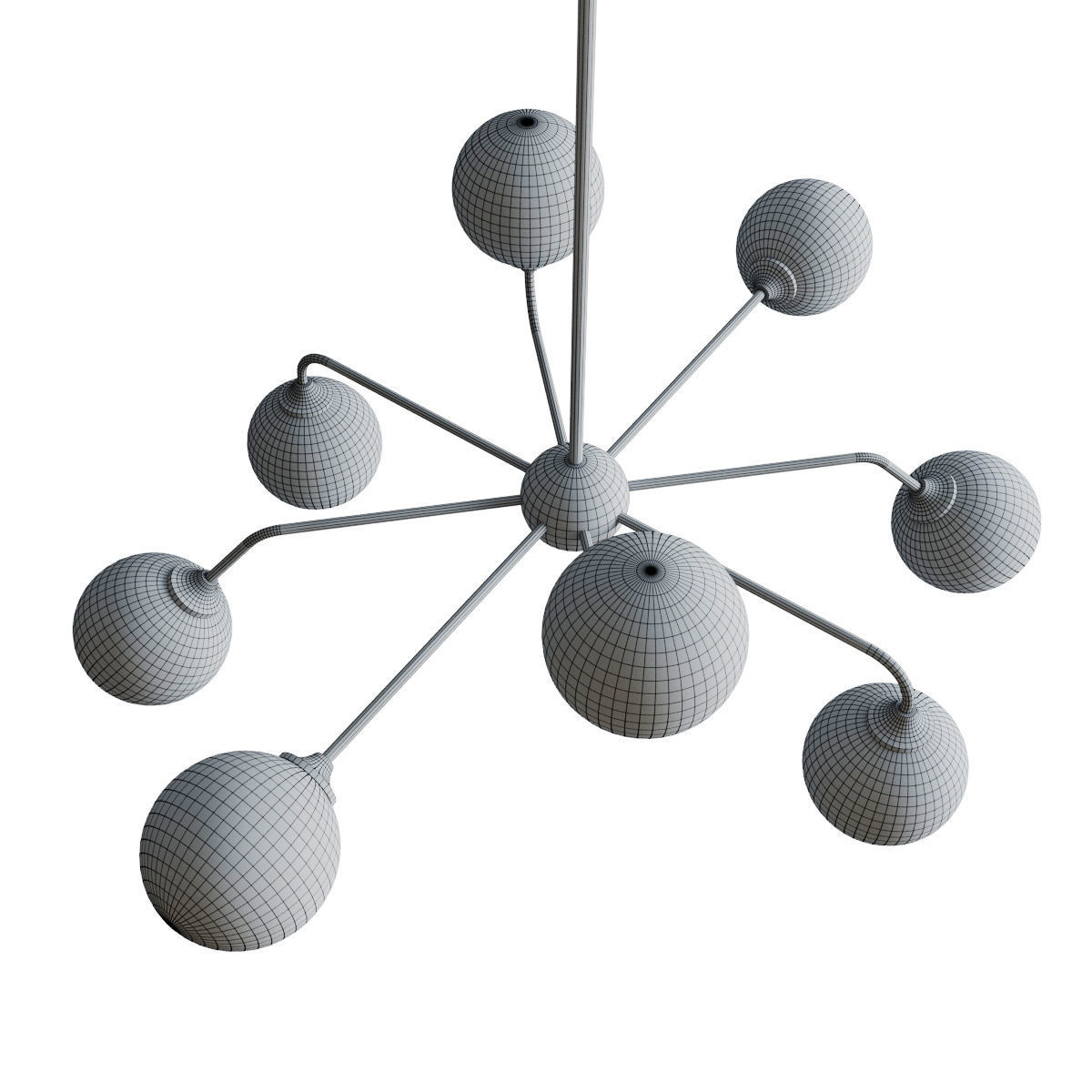 Luxury Glass Ball 8 Chandelier 3D model_5