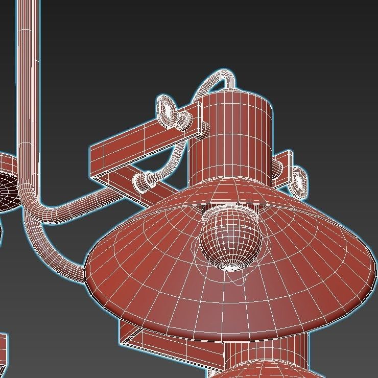 dauntaun five light ceiling fixture 3D model_4