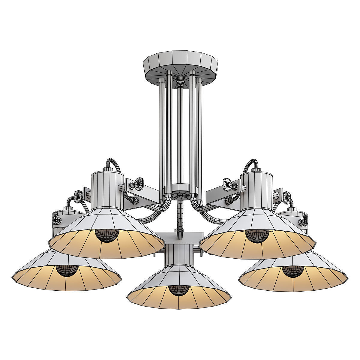 dauntaun five light ceiling fixture 3D model_1