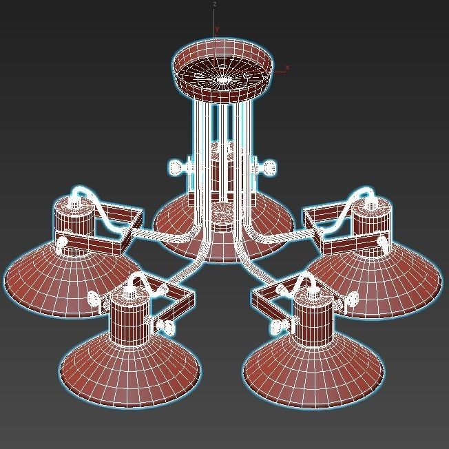 dauntaun five light ceiling fixture 3D model_3
