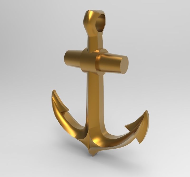 Anchor pendant bracelet on the arm 3D print model_1