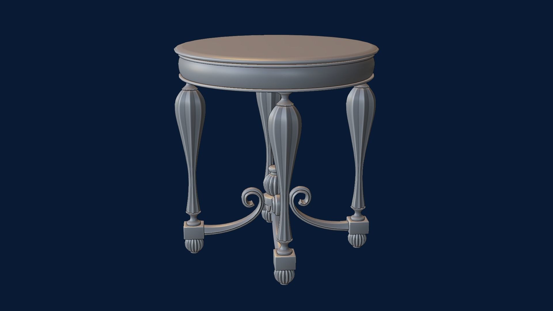 Baroque Table or nightstand Low-poly 3D model_30