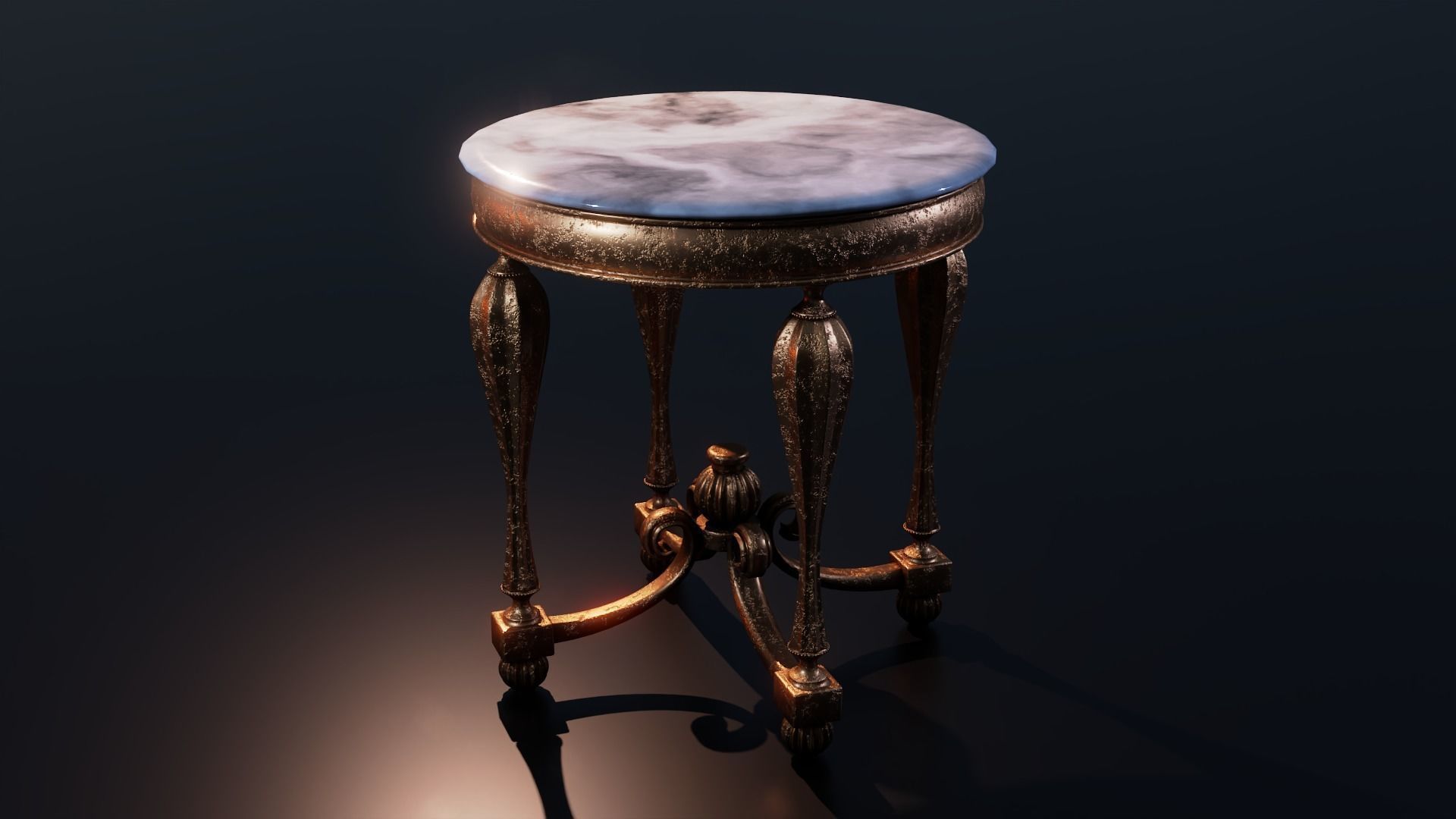 Baroque Table or nightstand Low-poly 3D model_18