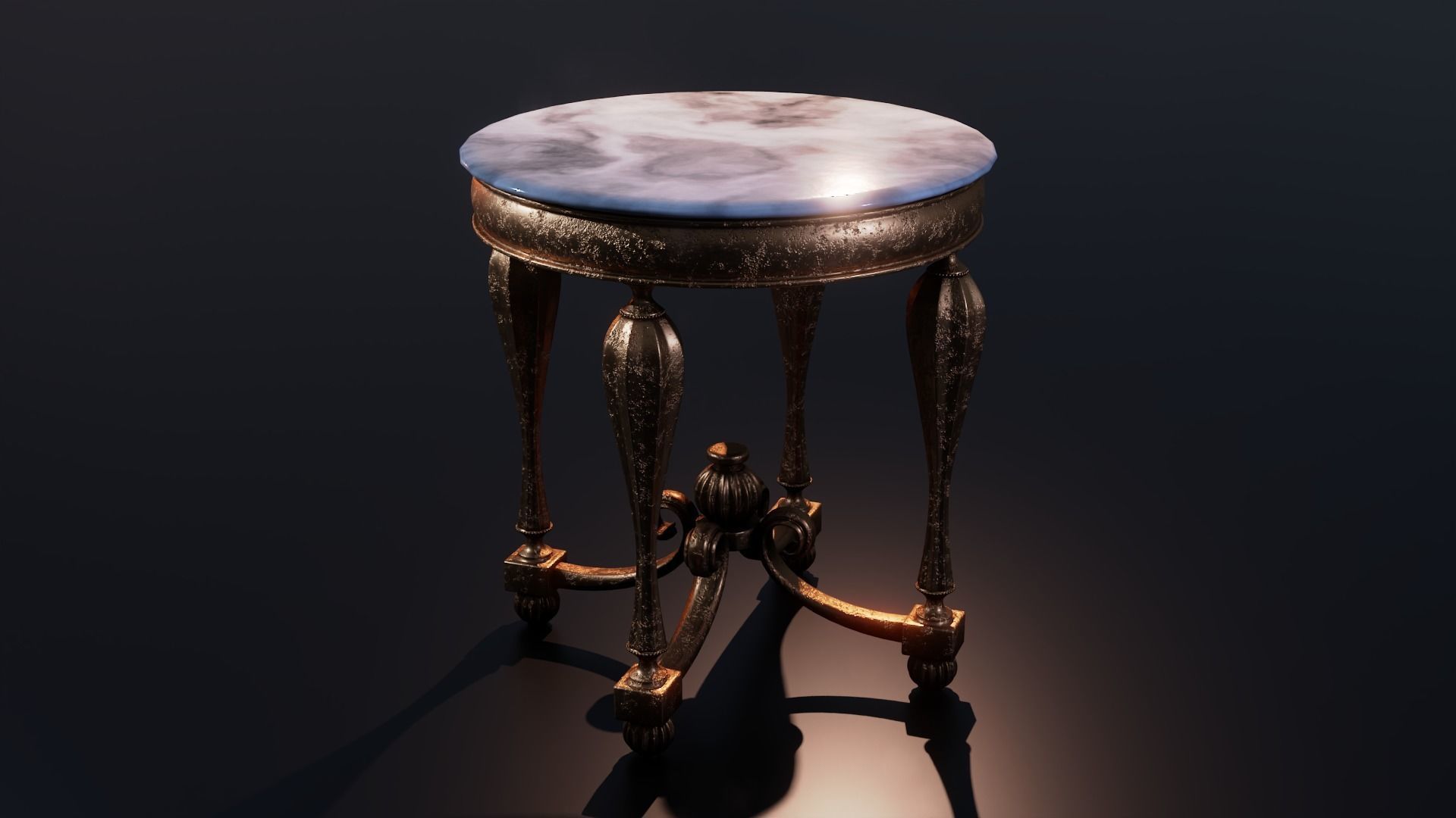 Baroque Table or nightstand Low-poly 3D model_19