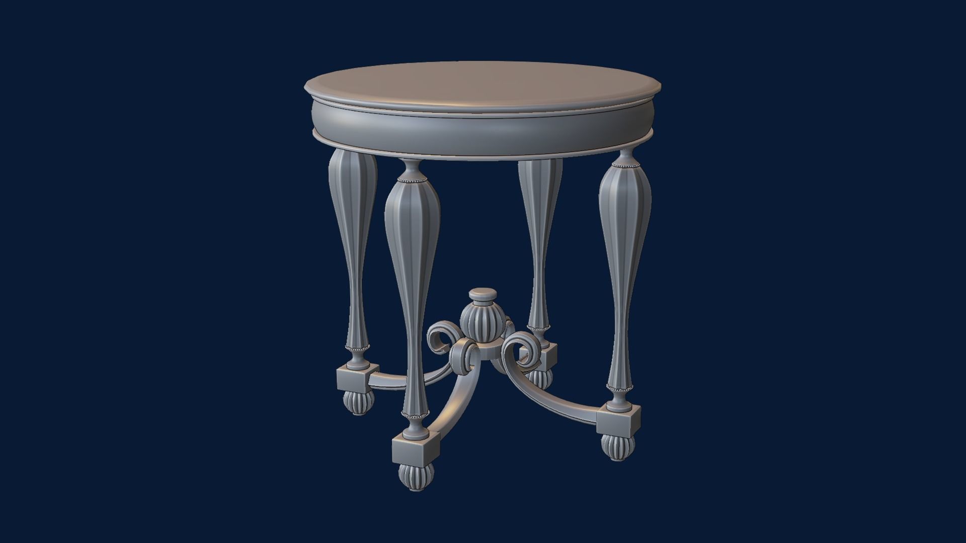 Baroque Table or nightstand Low-poly 3D model_33