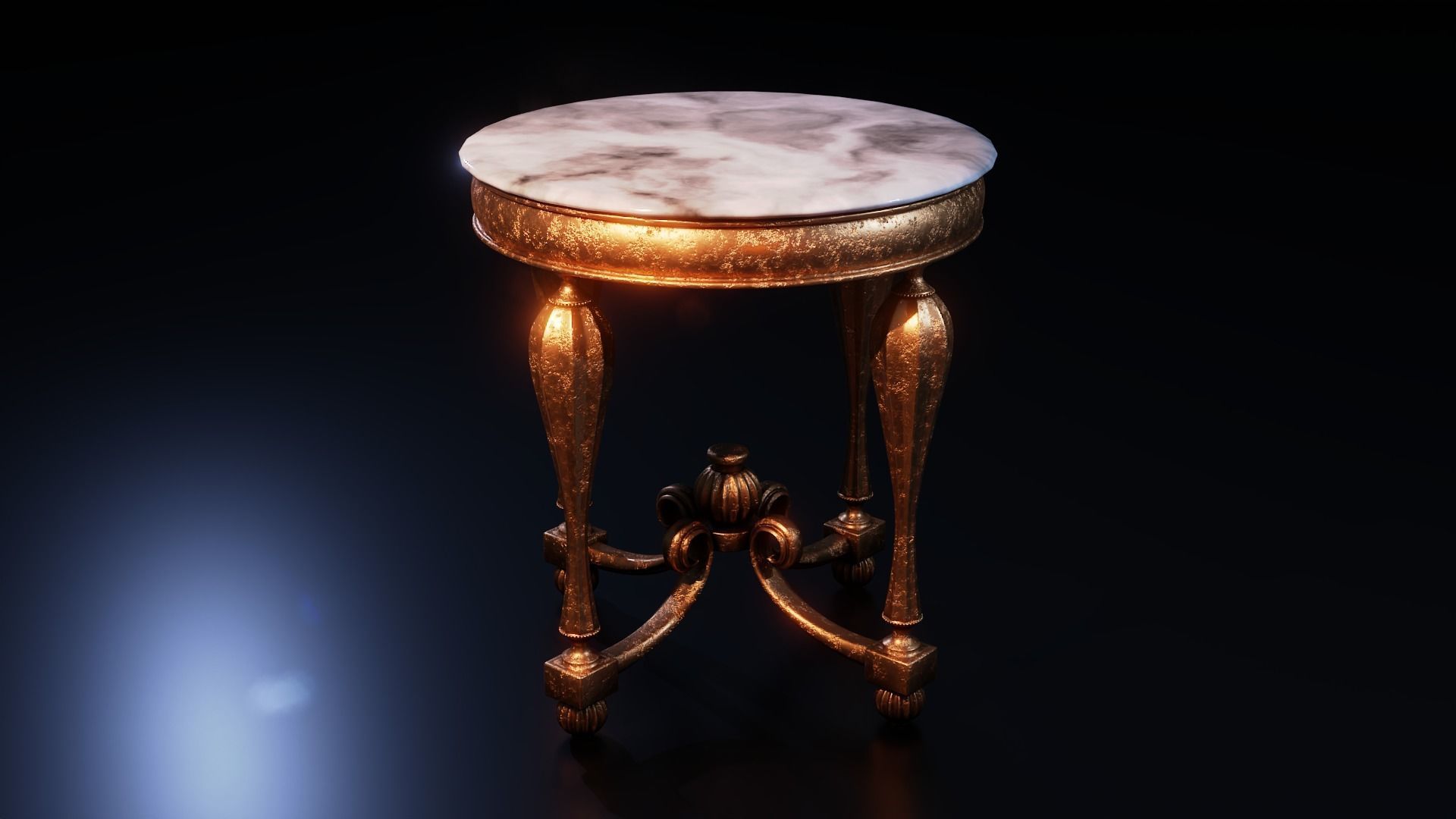 Baroque Table or nightstand Low-poly 3D model_15