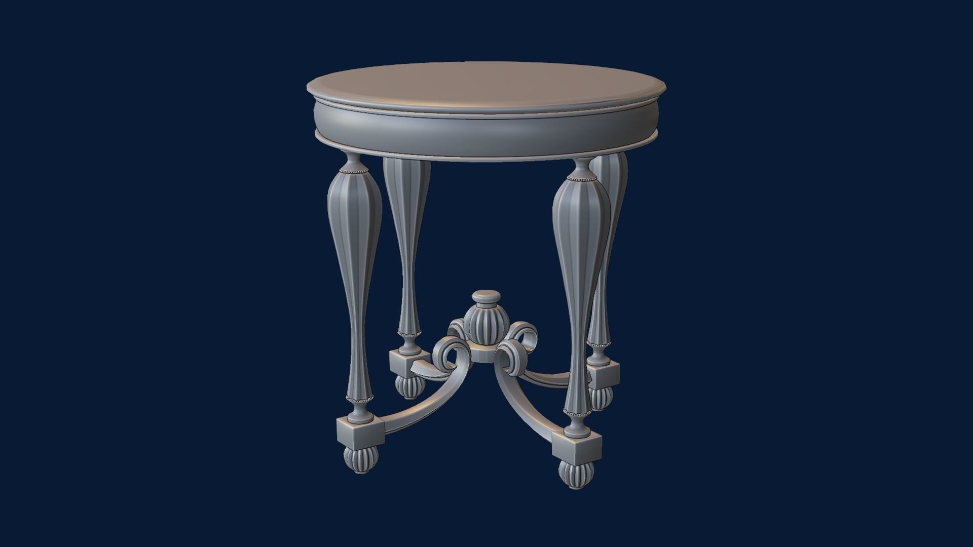 Baroque Table or nightstand Low-poly 3D model_36