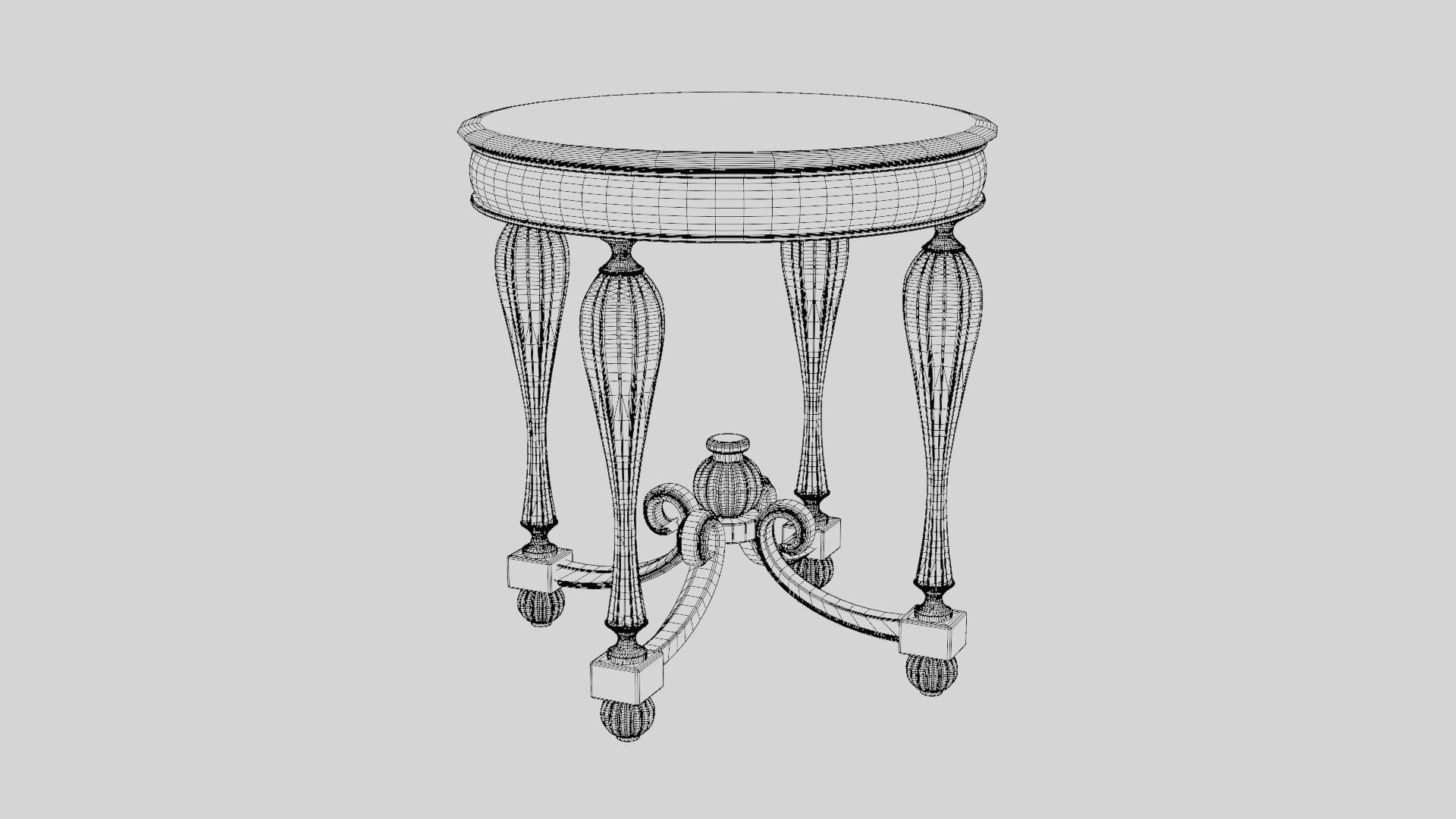 Baroque Table or nightstand Low-poly 3D model_45