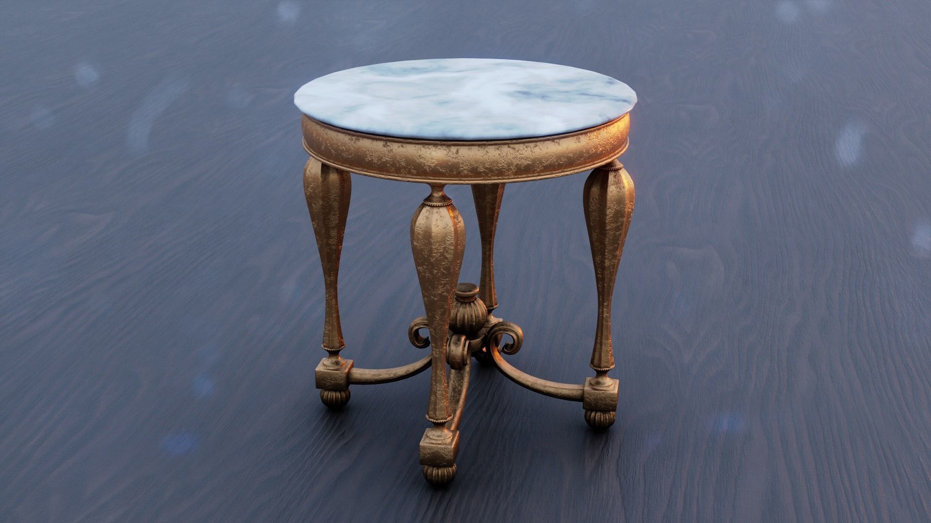 Baroque Table or nightstand Low-poly 3D model_9