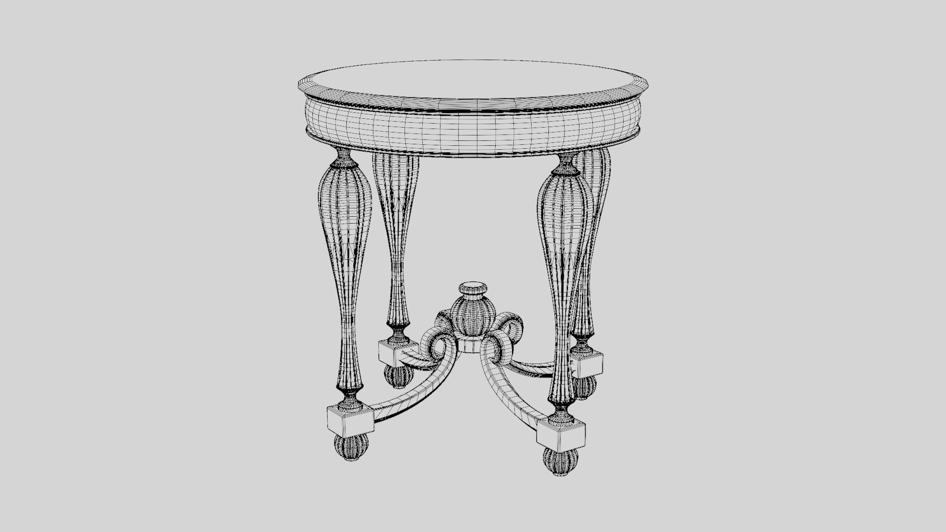 Baroque Table or nightstand Low-poly 3D model_48