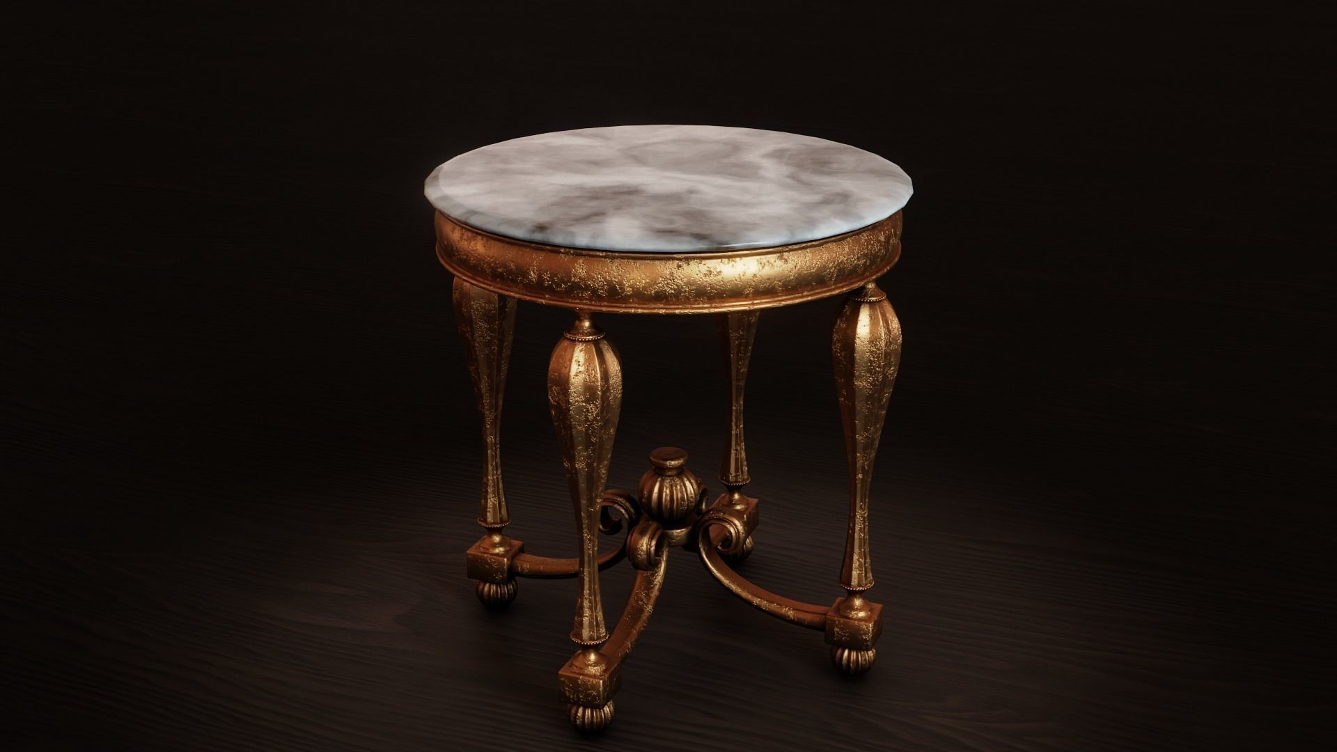 Baroque Table or nightstand Low-poly 3D model_27