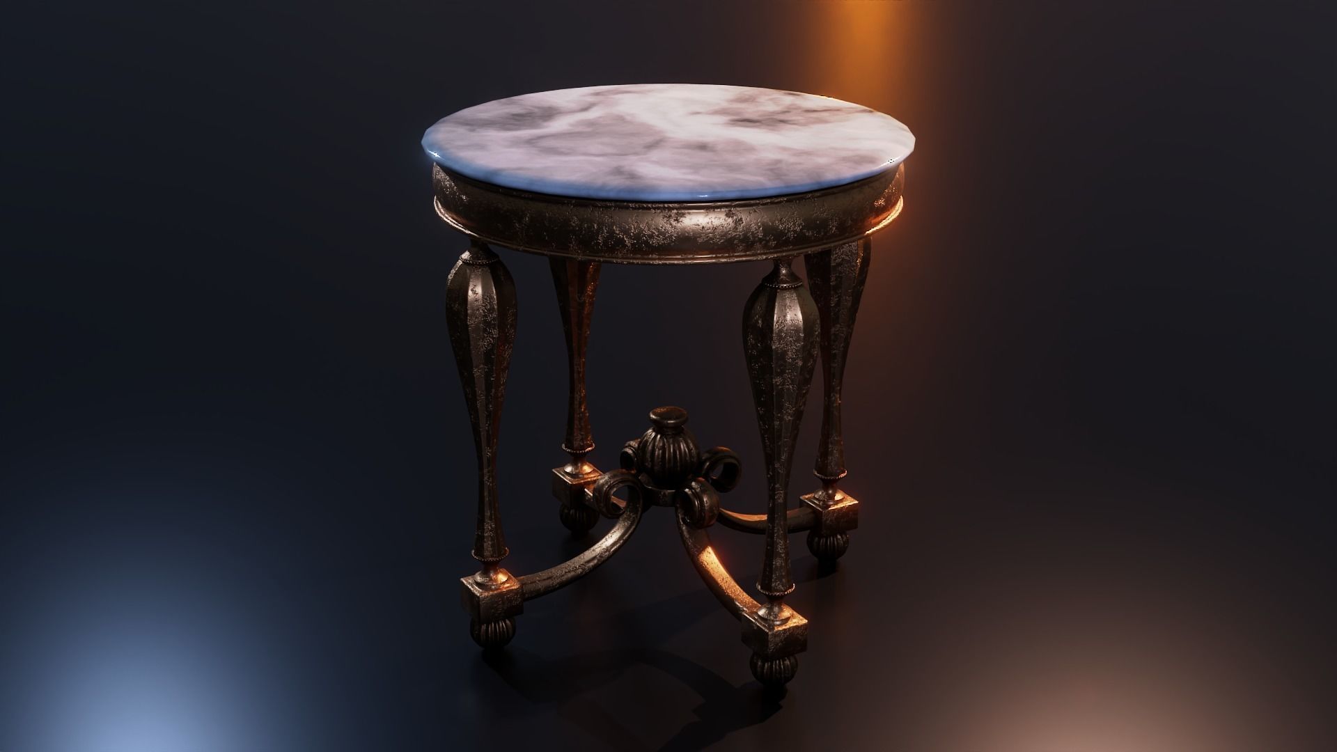 Baroque Table or nightstand Low-poly 3D model_20
