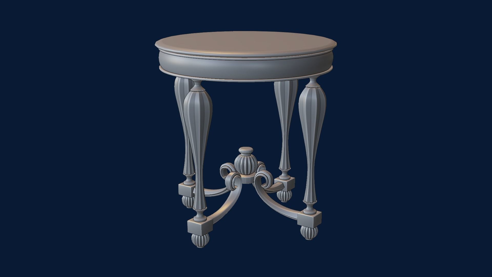 Baroque Table or nightstand Low-poly 3D model_31