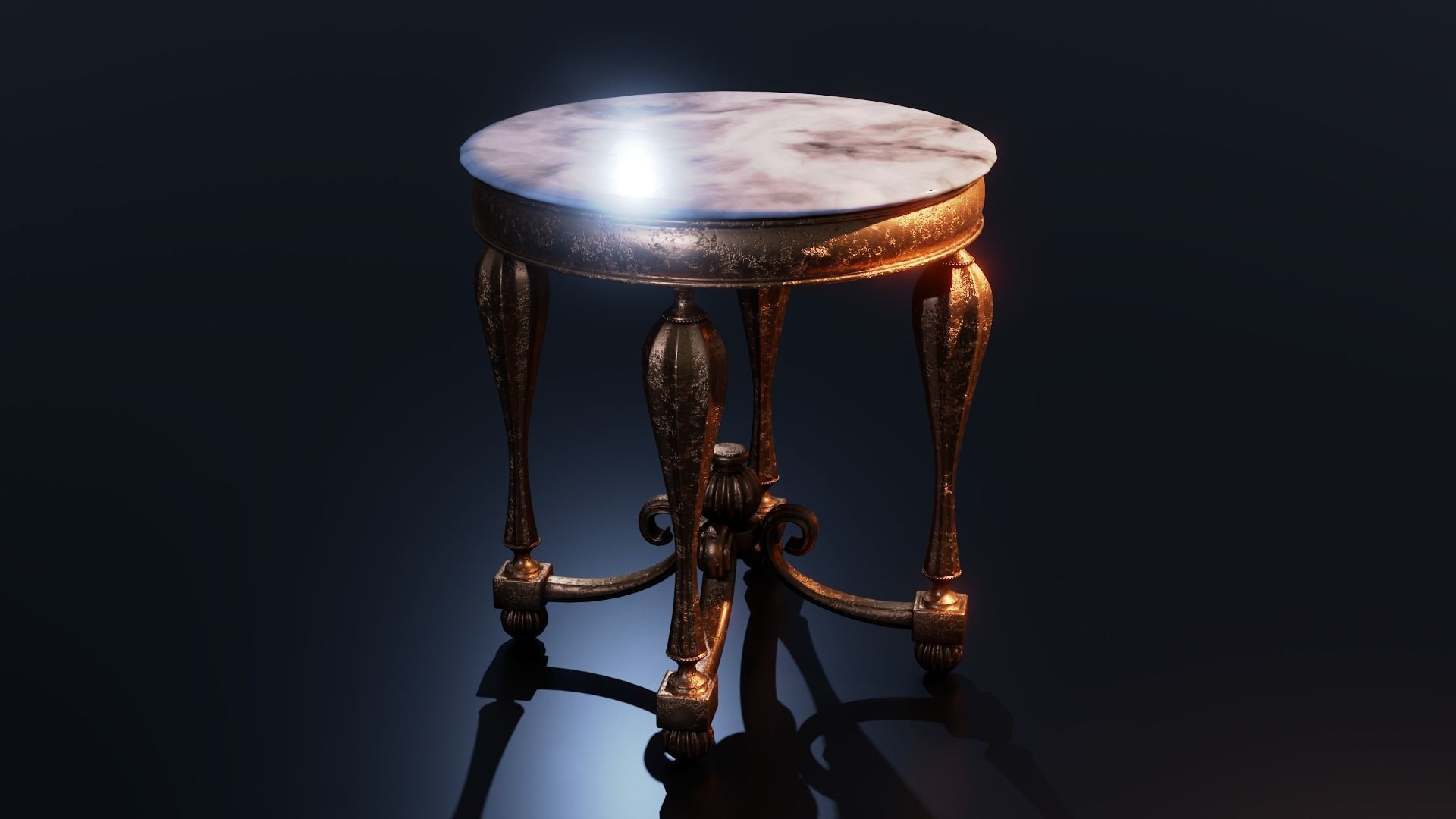 Baroque Table or nightstand Low-poly 3D model_21