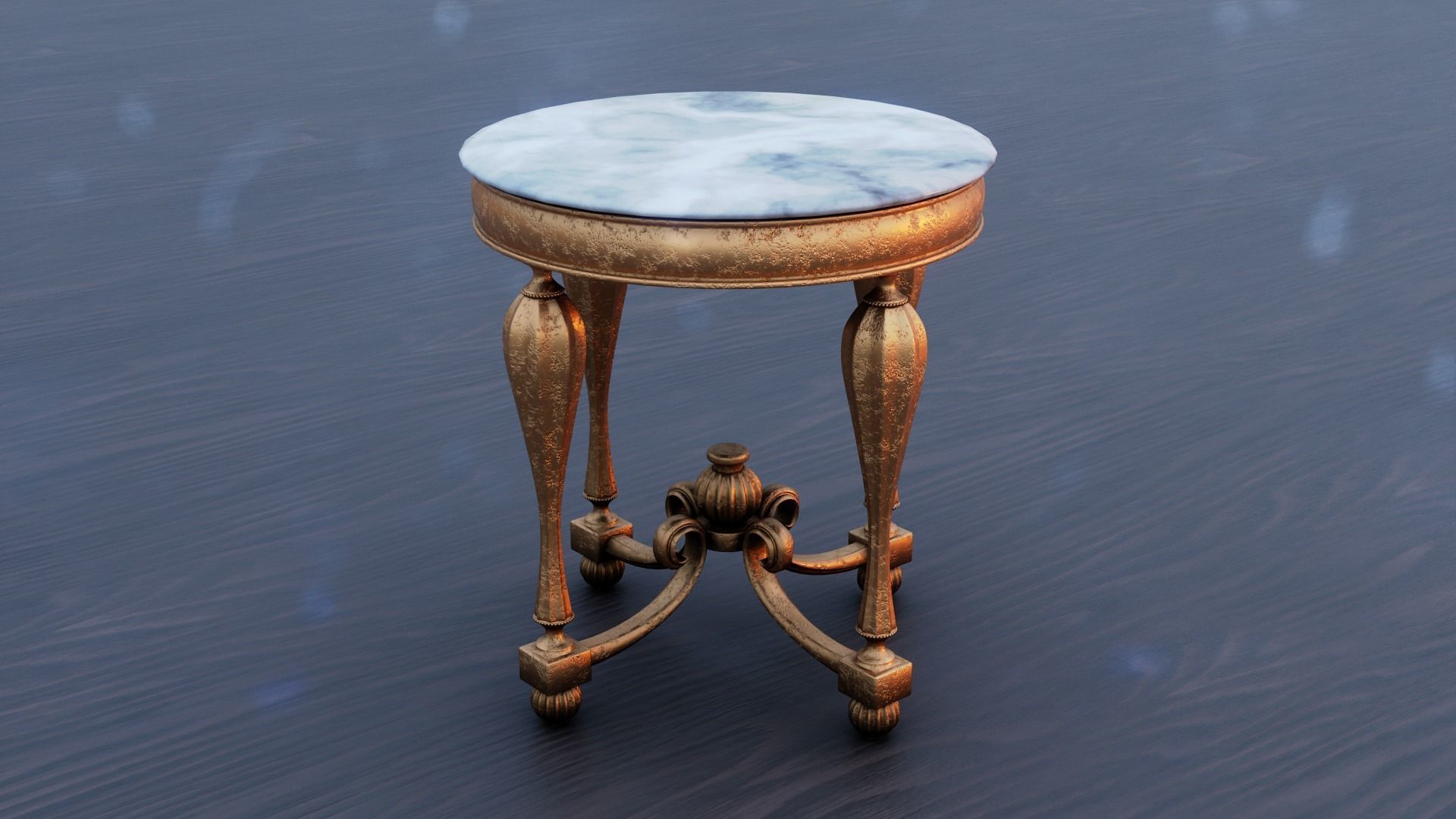 Baroque Table or nightstand Low-poly 3D model_10