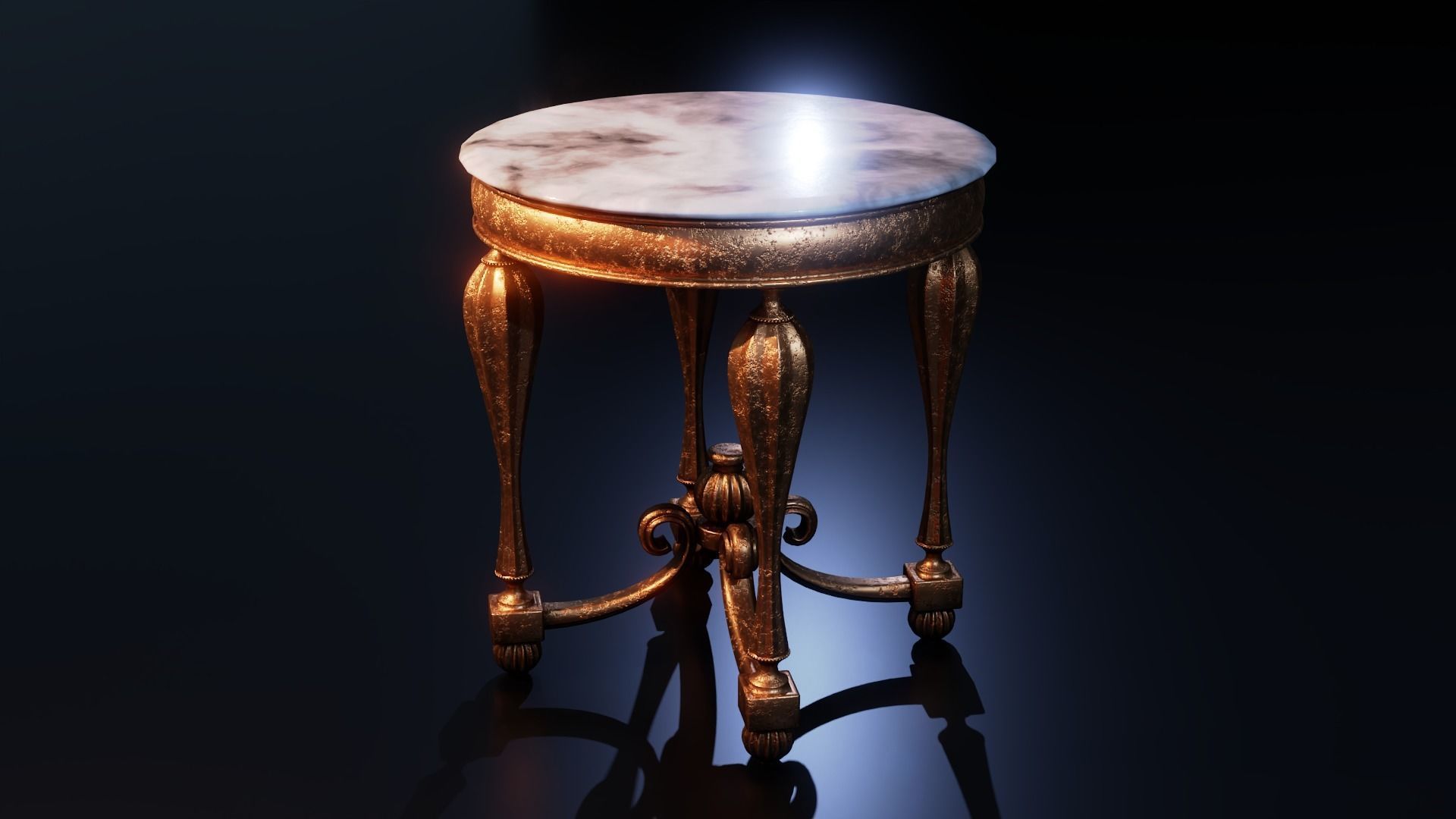 Baroque Table or nightstand Low-poly 3D model_16