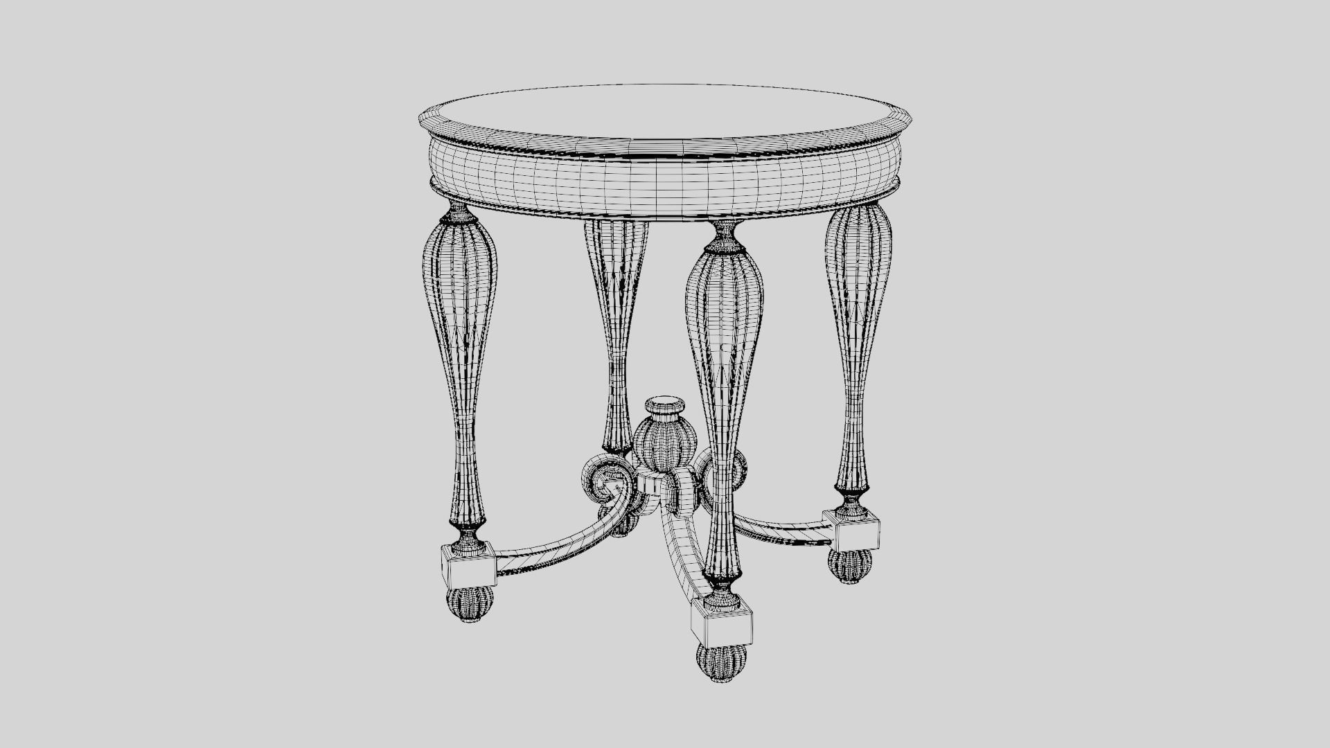 Baroque Table or nightstand Low-poly 3D model_44