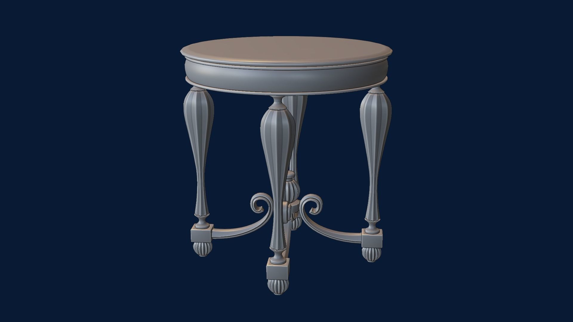 Baroque Table or nightstand Low-poly 3D model_37