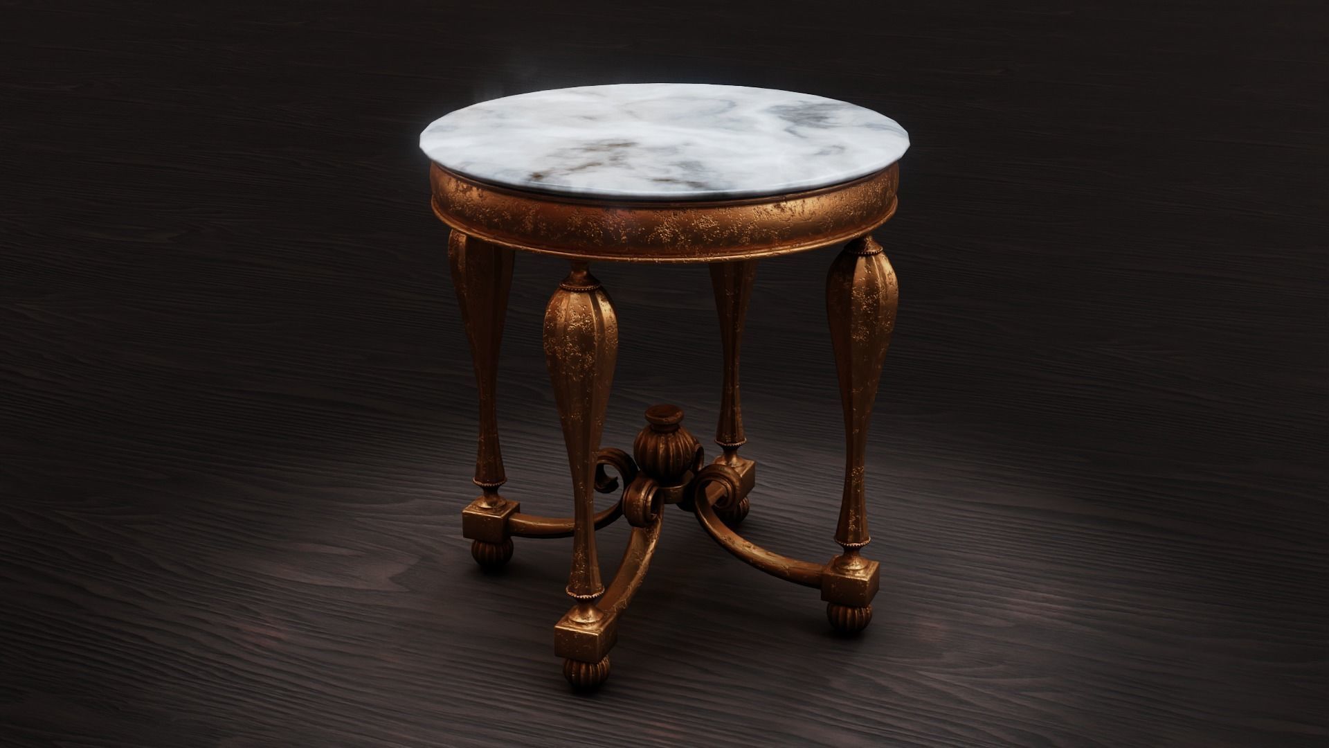 Baroque Table or nightstand Low-poly 3D model_28