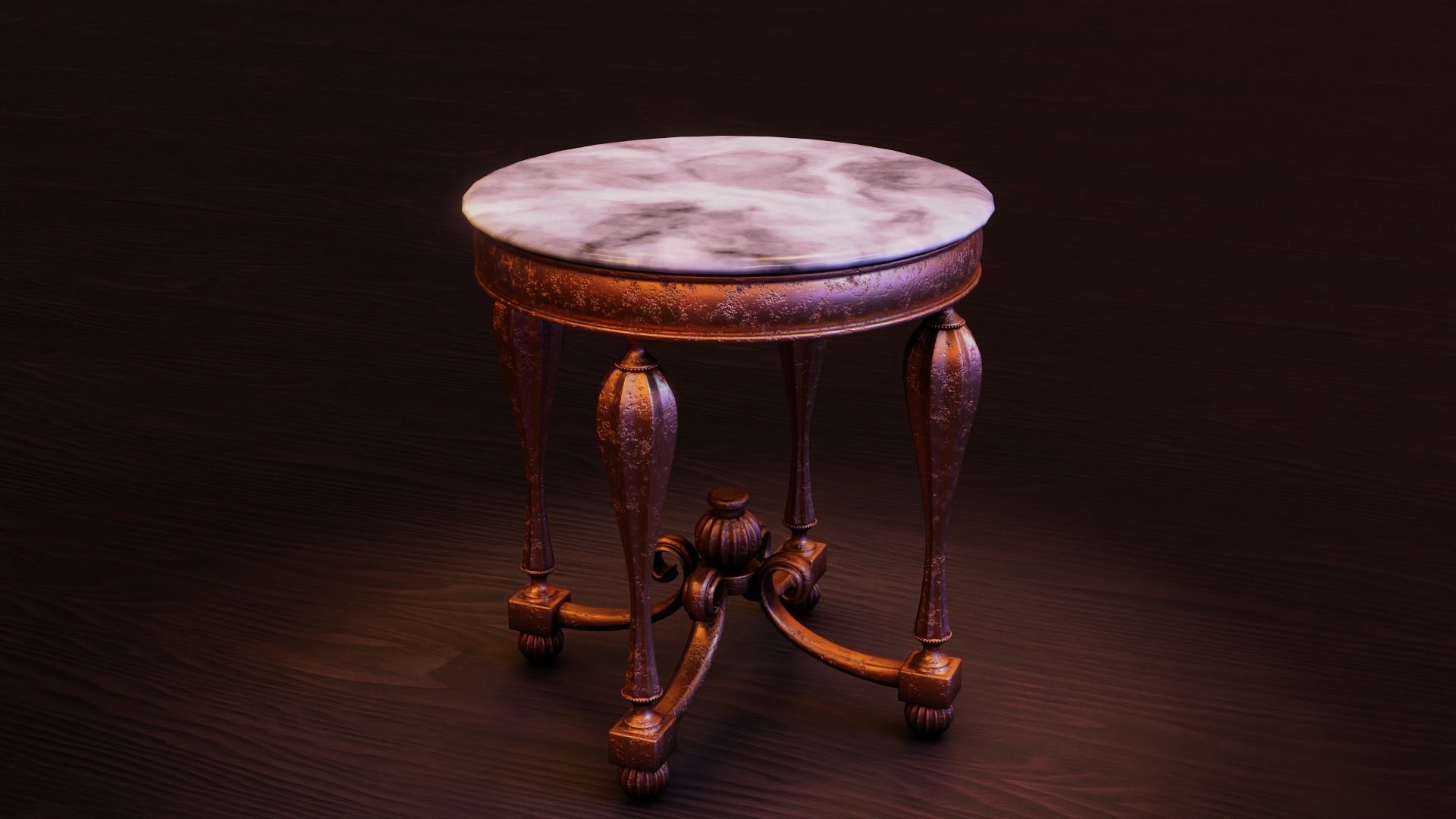 Baroque Table or nightstand Low-poly 3D model_26