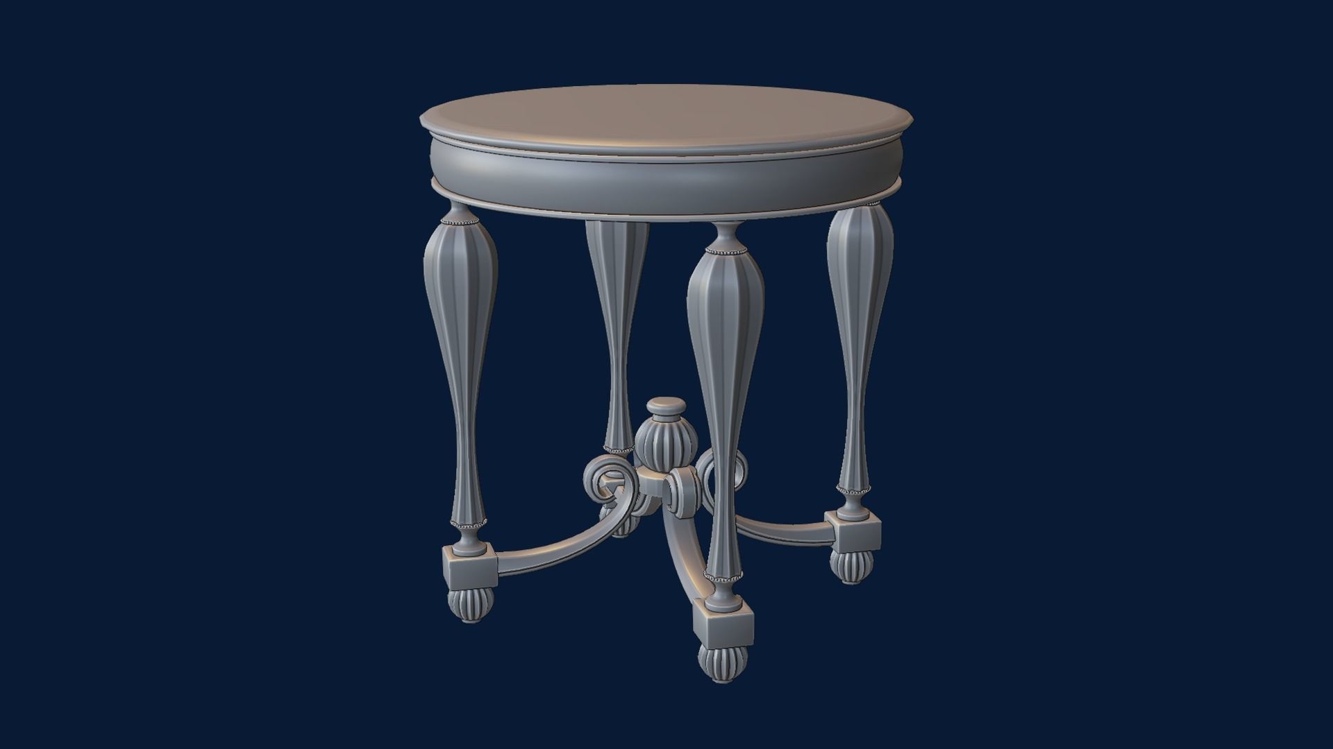 Baroque Table or nightstand Low-poly 3D model_32