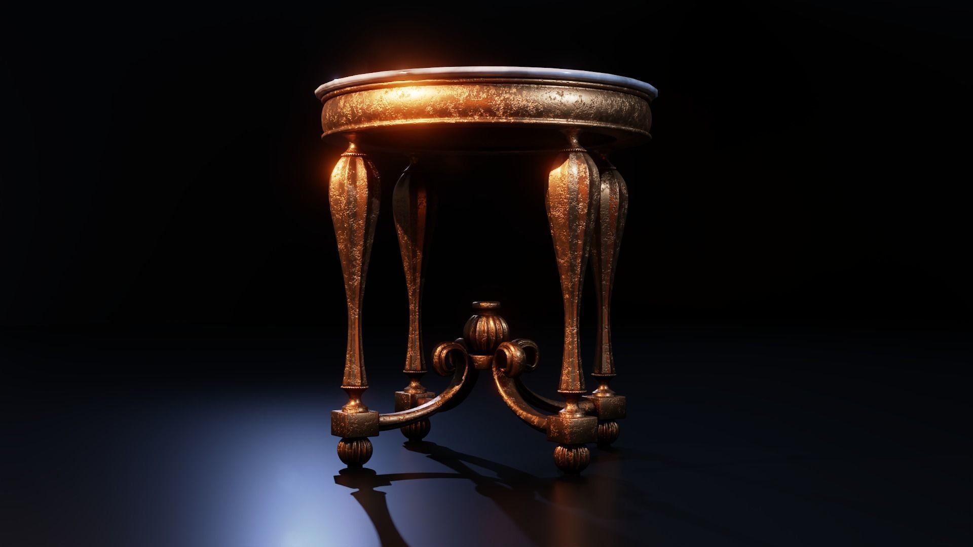 Baroque Table or nightstand Low-poly 3D model_24