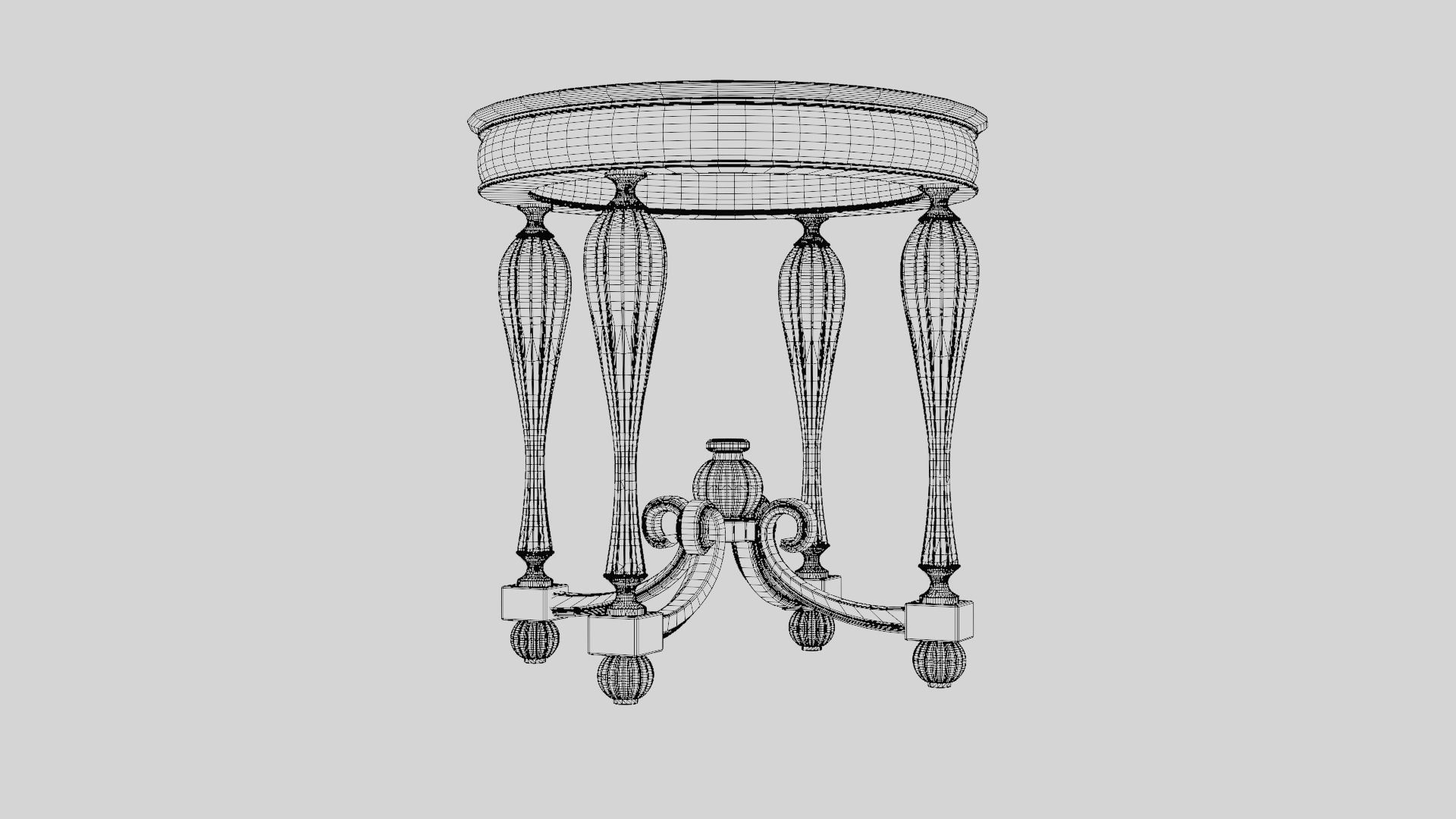 Baroque Table or nightstand Low-poly 3D model_51