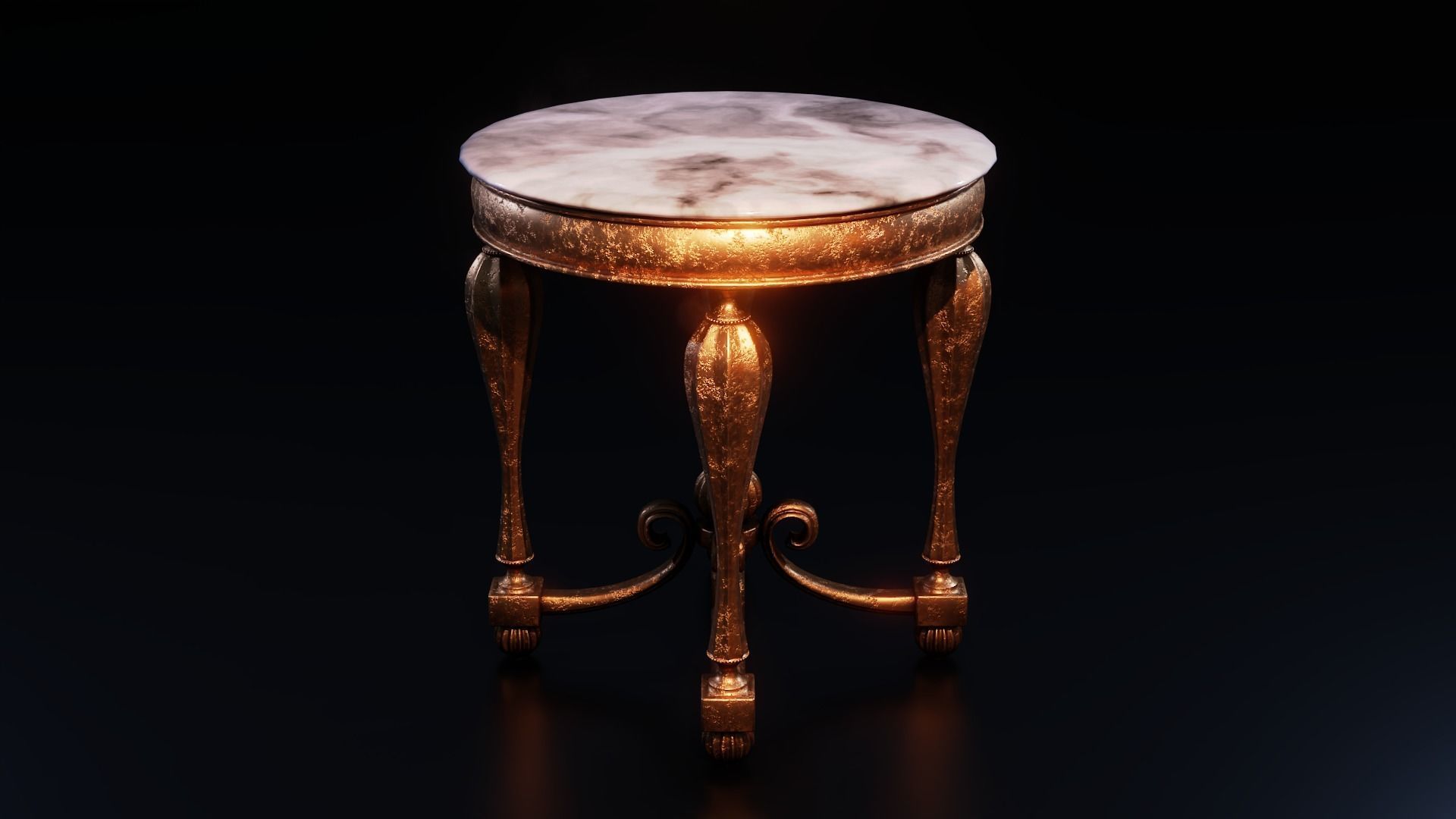 Baroque Table or nightstand Low-poly 3D model_23