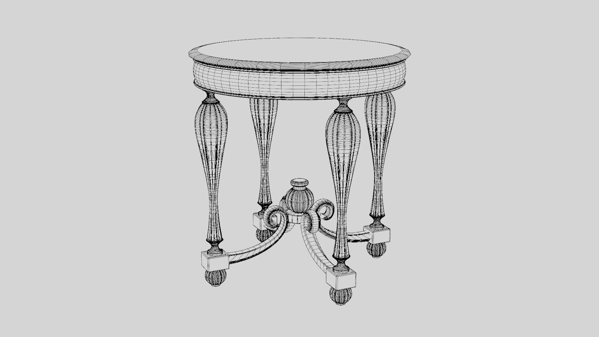 Baroque Table or nightstand Low-poly 3D model_46