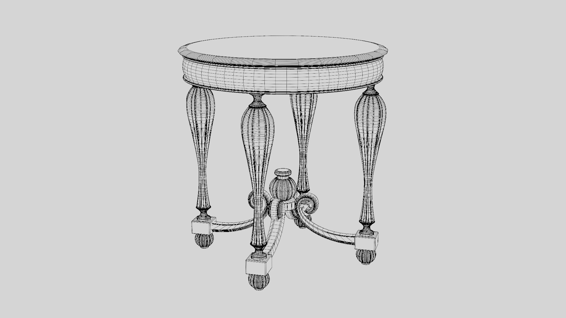 Baroque Table or nightstand Low-poly 3D model_47