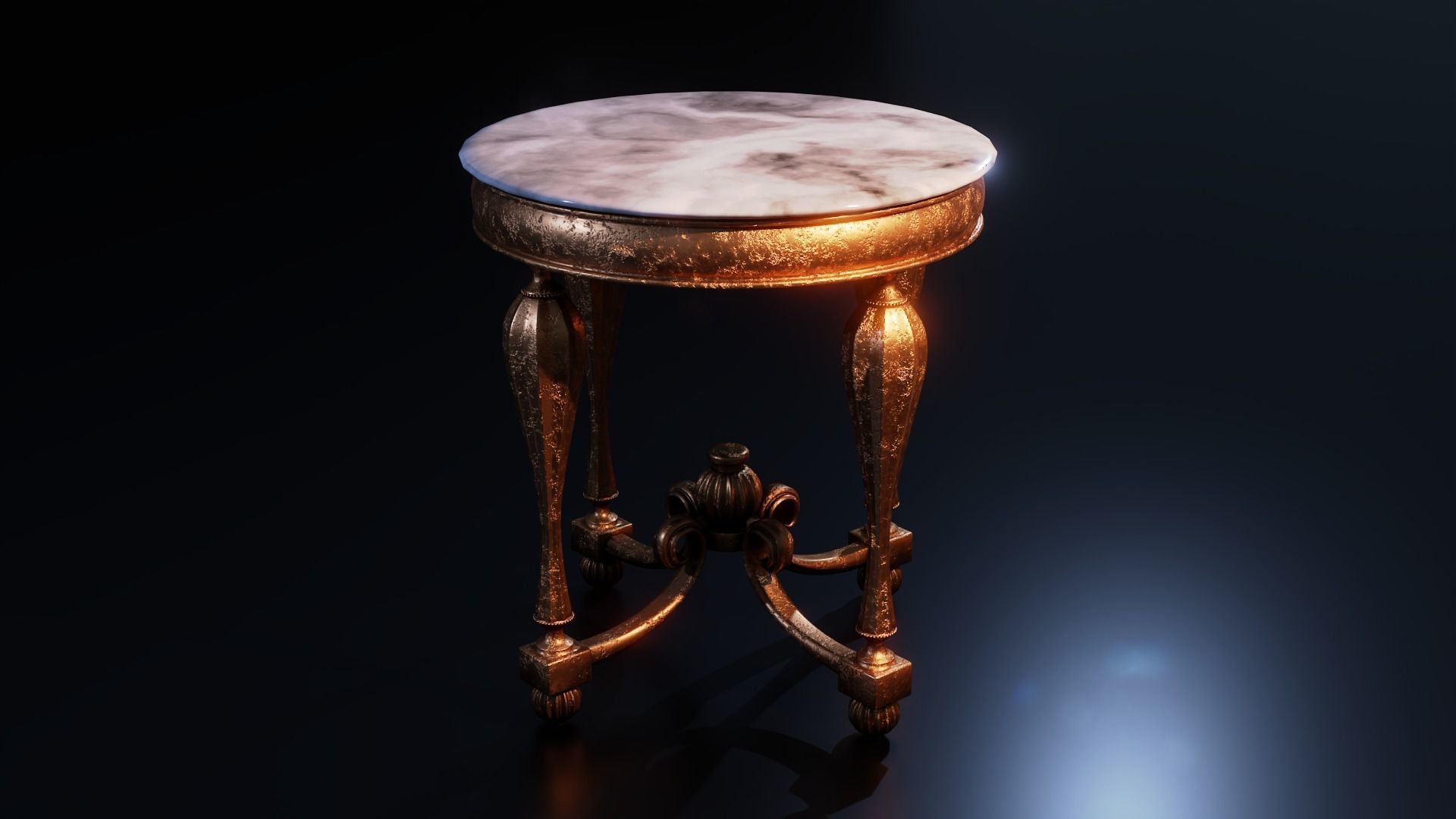 Baroque Table or nightstand Low-poly 3D model_22
